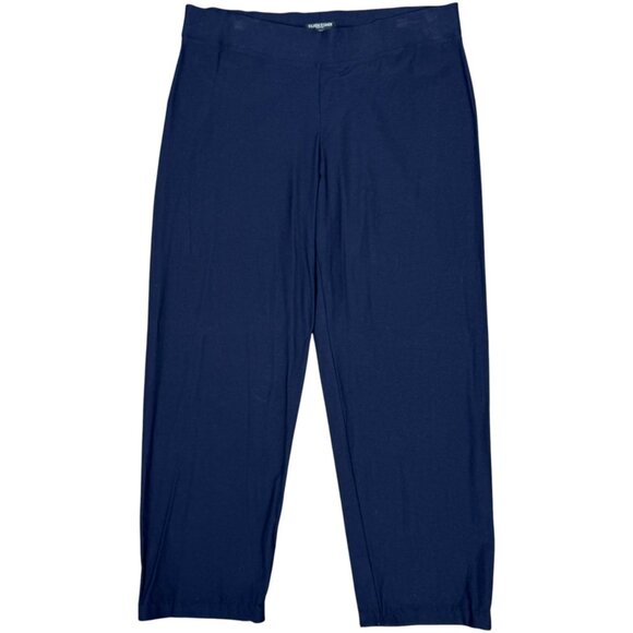 EUC Women's EILEEN FISHER Straight Leg Crepe Pull-On Pant Navy | Size PL - Picture 1 of 8